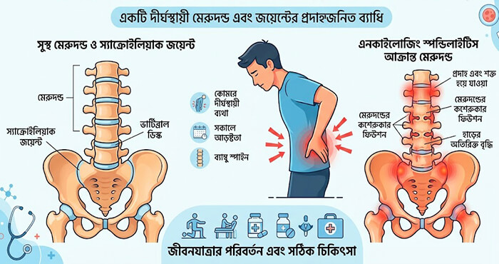 এনকাইলোজিং স্পন্ডিলাইটিস রোগের সাধারণ লক্ষণ ও উপসর্গ