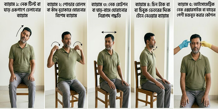 ঘাড়ের ব্যথার ৫টি কার্যকর (সার্ভিকাল স্পন্ডাইলোসিস ব্যায়াম)